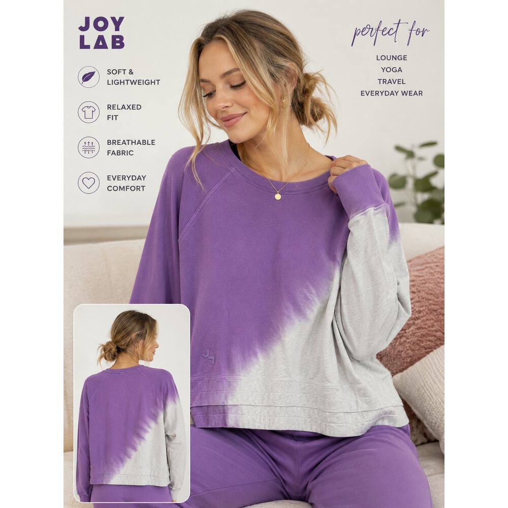 JoyLab Purple Ombre Sweatshirt Modal Blend Lounge Pullover Womens L
